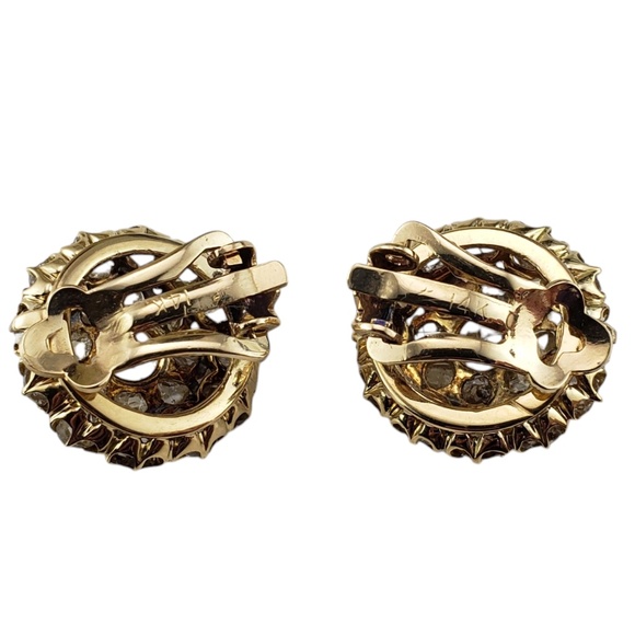 14 Karat Yellow Gold and Rose Cut Diamond Clip-On Earrings #20108 - Picture 4 of 8